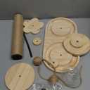 4 in 1 Cat Scratching Post. Wooden Kitten Scratching Post. Kitten Toys for Indoor Cats with Leaky Food Ball and 2 Sisal Hanging Balls. 15.7" Cat Scratcher with 2 Cat Ball Tracks for Kittens