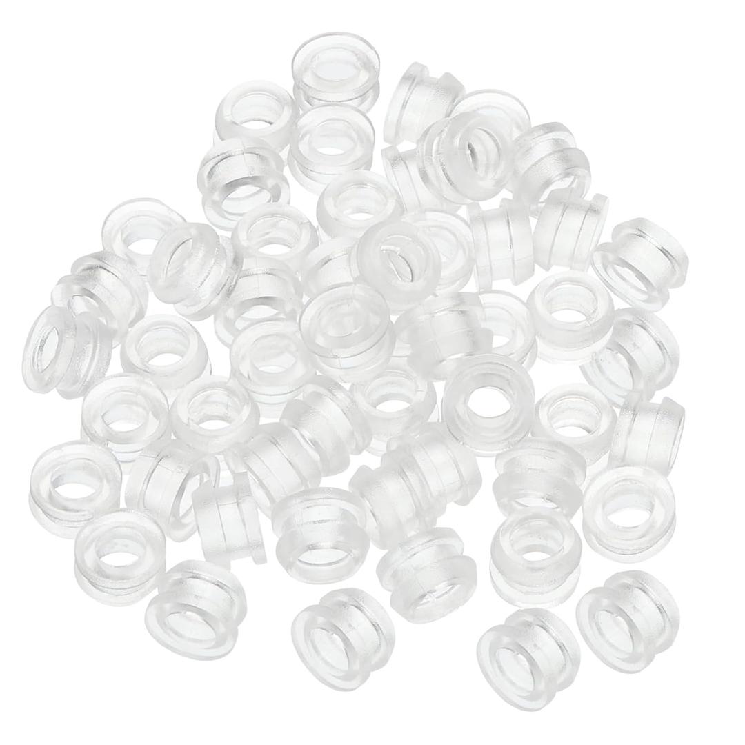 uxcell 50 PCS Inner Dia 6mm Mount Dia 7.5mm Height 7mm Clear Rubber Wiring Grommets Gasket Ring Cable Protector