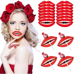 50 Pcs Valentine's Day Lollipop Holder Paper Tags Mouth Red Lips Candy Wrappers Card Decorations Craft Label Home DIY Wedding Party Supplies