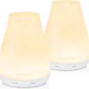 InnoGear Essential Oil Diffuser, 2 Pack Ultrasonic Diffusers for Home Aromatherapy Humidifier for Bedroom Room 7 Colors LED 2 Mist Mode Auto Off, Basic White