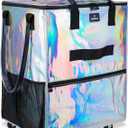 Large Reusable Grocery Bag On Wheels, 130L Foldable Shopping Trolley with 5 Enhanced Stability Wheels, Water Resistant, Multiple Pockets & Heavy Duty Handle, for Groceries, Outdoor, Gradient Silver