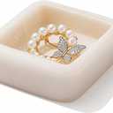 Marble Ring Holder for Women, Irregular Square Jewelry Dish Tray, Monthers Day Gifts Small Ring Dish(Natural White)