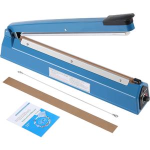 16 Inch Impulse Heat Sealer Manual Bags Sealer Sealing Machine Heating Closer for Plastic PE PP Mylar Poly Foil Bags Home Restaurant Food Storage with Extra Replace Element
