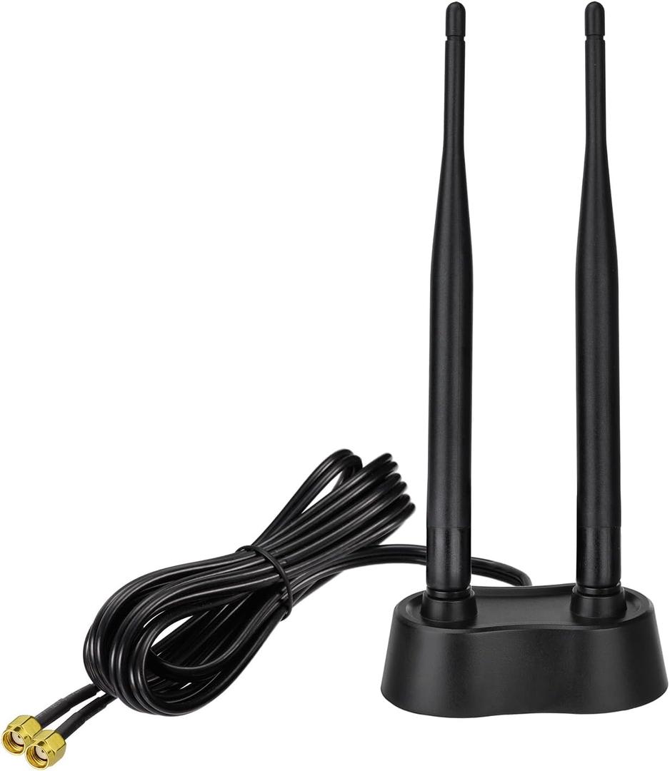 Eightwood 9dBi Dual Band WiFi Antenna 2.4GHz 5GHz RP-SMA WiFi Antennae with Magnetic Base and 6.5ft Extension Cable for PC Desktop Computer PCIe Bluetooth Wireless Network Card,WiFi Router