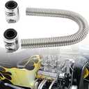 BAGARAATAN Universal 24" Flexible Radiator Hose Stainless Steel Universal Water Hoses Adapter Coolant Radiator Hose Kit Could be Used with 1-1/4", 1-1/2" or 1-5/8" Radiator Necks (Silver)