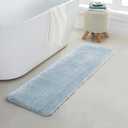 YHF Bathroom Runner Rugs 17" X 59", Extra Thick & Soft Microfiber Shaggy, Machine Washable Bath Mats, Absorbent Bath Rugs, Non-Slip Rubber Backing Bath Mat for Bathroom Floor, Tub and Shower, Blue