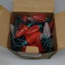 Brizled Red & White Christmas Lights, 33ft 50 LED Faceted C9 String Lights Outdoor, Linkable Christmas Tree Light, UL Certified Indoor Xmas Light Waterproof for House Roof Xmas Valentine's Day Party