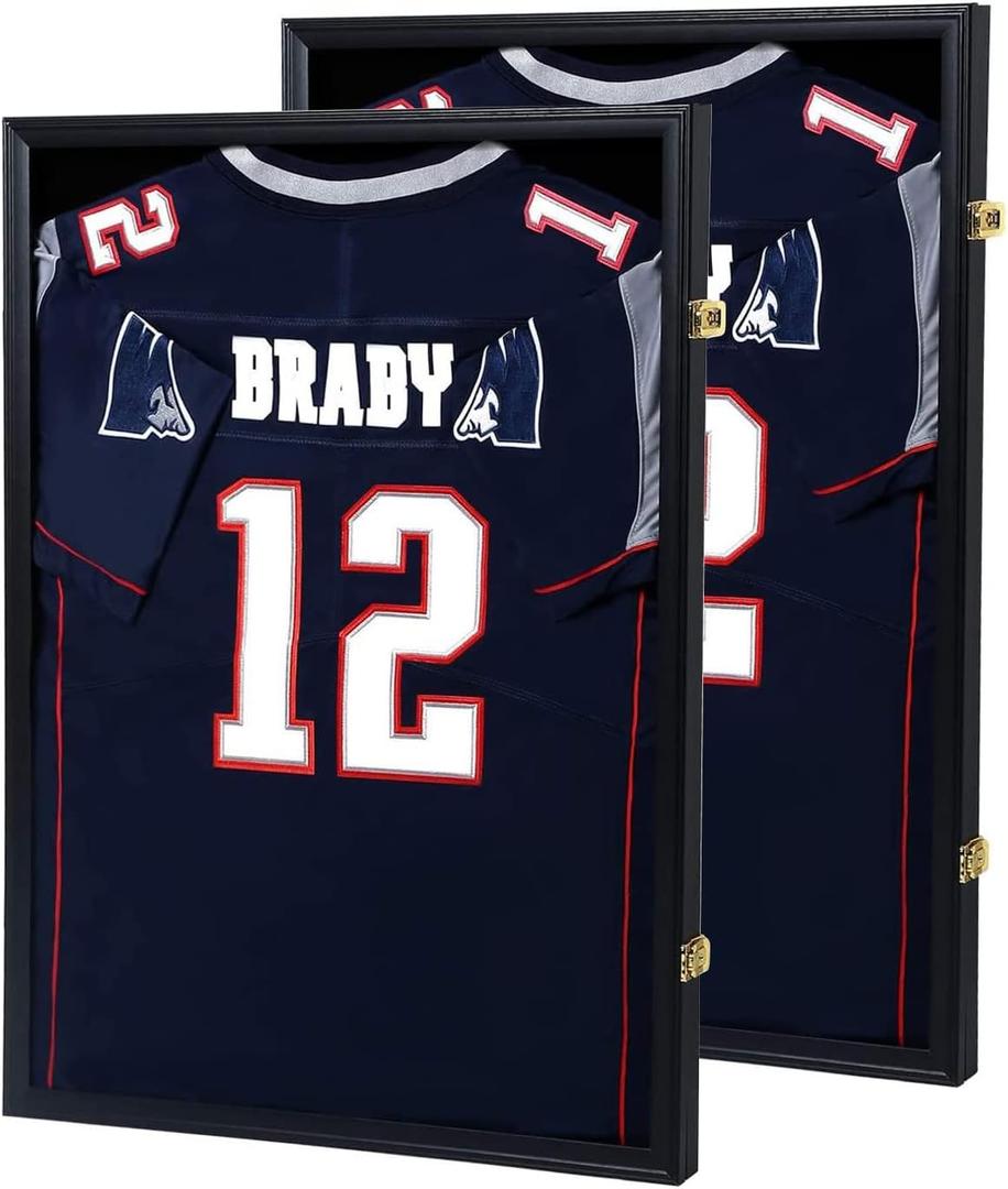 IHEIPYE Jersey Frame Display Case 2 Pack - Large Sport Jersey Shadow Box with UV Protection Acrylic for Baseball, Basketball, Football, Soccer, Hockey, Shirt and Uniform