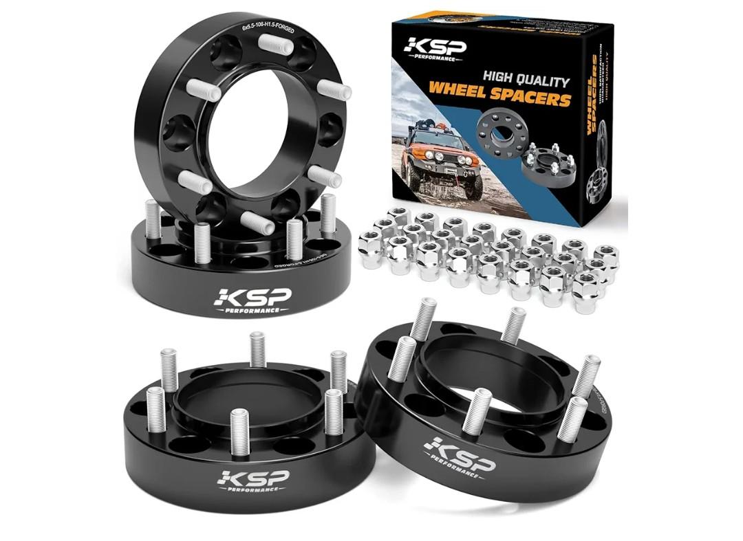 KSP 6X5.5 Wheel Spacers Fit for Tacoma 4runner, 1.5 inches Forged Hub Centric Adapters Kits with Extended Open Lug Nuts fit 6 Lug Wheels Without Locking hub, Package of 4