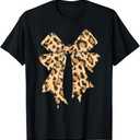 Coquette Bow Leopard Cheetah For Women Girls Trendy Girly T-Shirt M