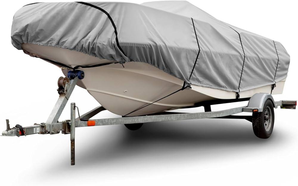 Budge B-301A-X3 300 Denier V-Hull Runabout/Bass Boat Cover Gray 16'-18' Long (Beam Width Up to 90") Lightweight, Waterproof, UV Resistant  