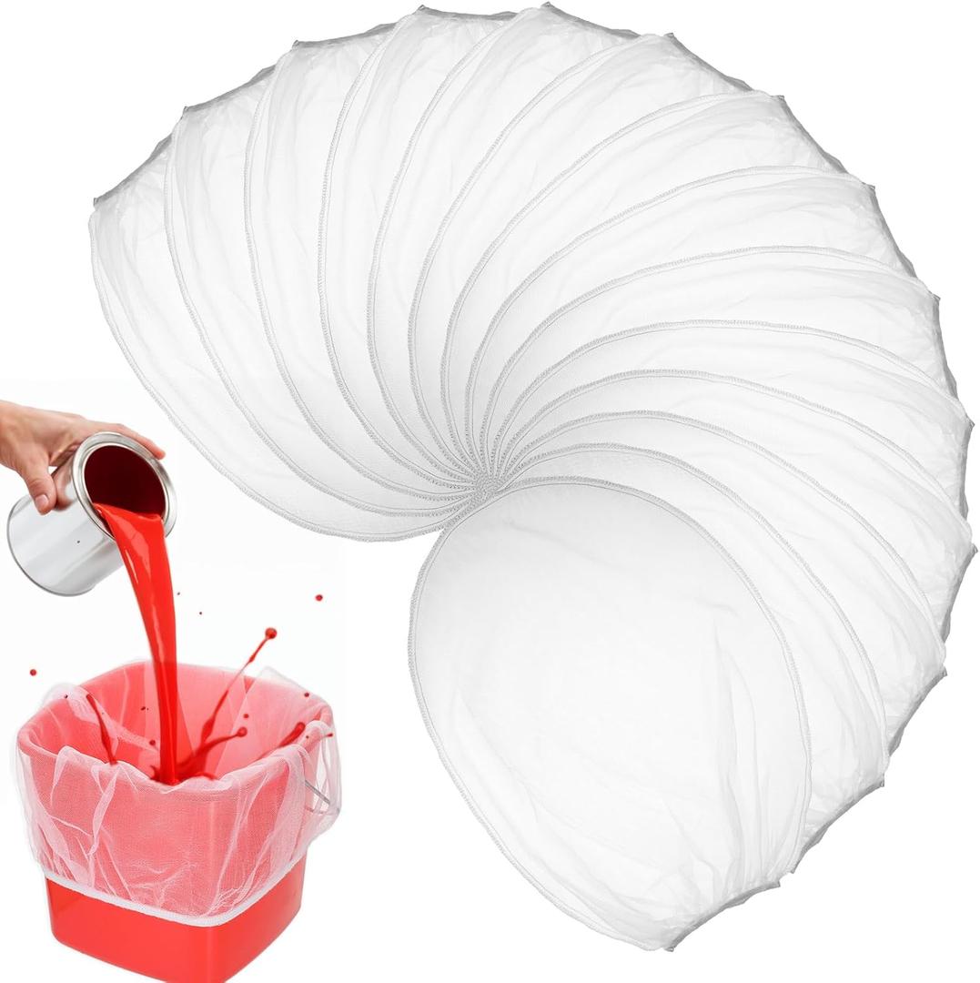 60 Pcs Paint Strainer Bags, 5 Gallon Elastic Top Fine Mesh Strainer Disposable Painting Strainers Bag Hydroponic Filter Tool for Nut Milk, Juice, Home Brewing, Gardening, Plant Protection(White)