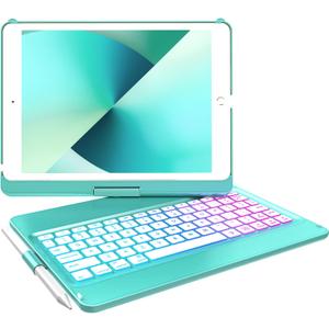 MMK Keyboard Case for iPad 10.2 inch 9th Gen 2021,iPad 8th Generation 2020,iPad 7th Generation 2019,7 Color Backlit 360 Rotatable Wireless Detachable Bluetooth Keyboard Cover Tablet Case