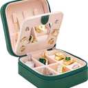 KElofoN Travel jewelry case Travel jewelry box Travel Jewelry Organizer Small box Gift for Girls Women with Mirror(Green)