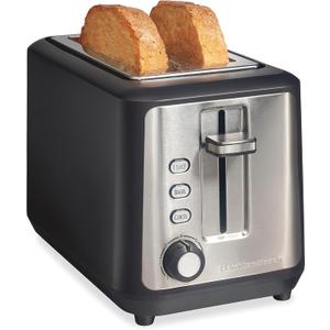 Hamilton Beach Gourmet 2 Slice Slot Toaster with Extra Long & Wide Slots, Sure-Toast Technology, Shade Selector with 7 Browning Levels, Bagel Setting, Matte Black and Stainless Steel (22996)