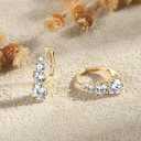 4 Stone Moissanite Hoop Earrings, 925 Sterling Silver Hypoallergenic Leverback Drop Earrings for Women, D Color VVS1 Round Cut Jewelry Gifts