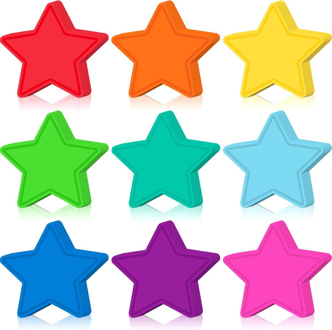 Geyee 108 Pcs Star Cutouts Bulletin Board Stars Classroom Cutouts Decorations Paper Die Cut for Teachers DIY Craft Office School Chalkboard Wall Decor (Watercolor,3.15 Inch) (Bright)