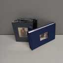 Small 4x6 Photo Album 100 Pockets Linen Cover with Front Window Portable Mini Picture Book for Family Travel Wedding and Memory Keepsake Organizer Gray Blue