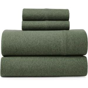 Road Trip America Jersey Sheets King Set - Cotton (4 Pieces) All Seasonal Deep Pockets Soft Cozy Knit Stretchy Bed Sheets - Hotel and Residential Quality (Green, King)