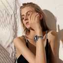 Work for Bling Apple Watch Band Women 44mm, Jewelry Bracelet Bands Metal Strap Sparkly Stainless steel Wristbands with Diamond Rhinestone Case for iWatch SE Series 6/5/4 Black