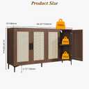 JASIWAY Buffet Cabinet with Storage, 48" Rattan Sideboard with Adjustable Shelves, Modern Coffee Bar Cabinet Console Table with Doors, Credenza for Kitchen, Living Room, Entryway, Dining Room, Walnut, 48.4x15"x33.4"