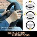 PINCTROT Comfy Grip Steering Wheel Cover for Tesla Model Y/3 2016-2025 2026 Standard/Highland/Juniper, D Shaped 14 Inch Small Sized, Flat Bottom with 3D Honeycomb Anti-Slip Design (Comfy Grip Black)
