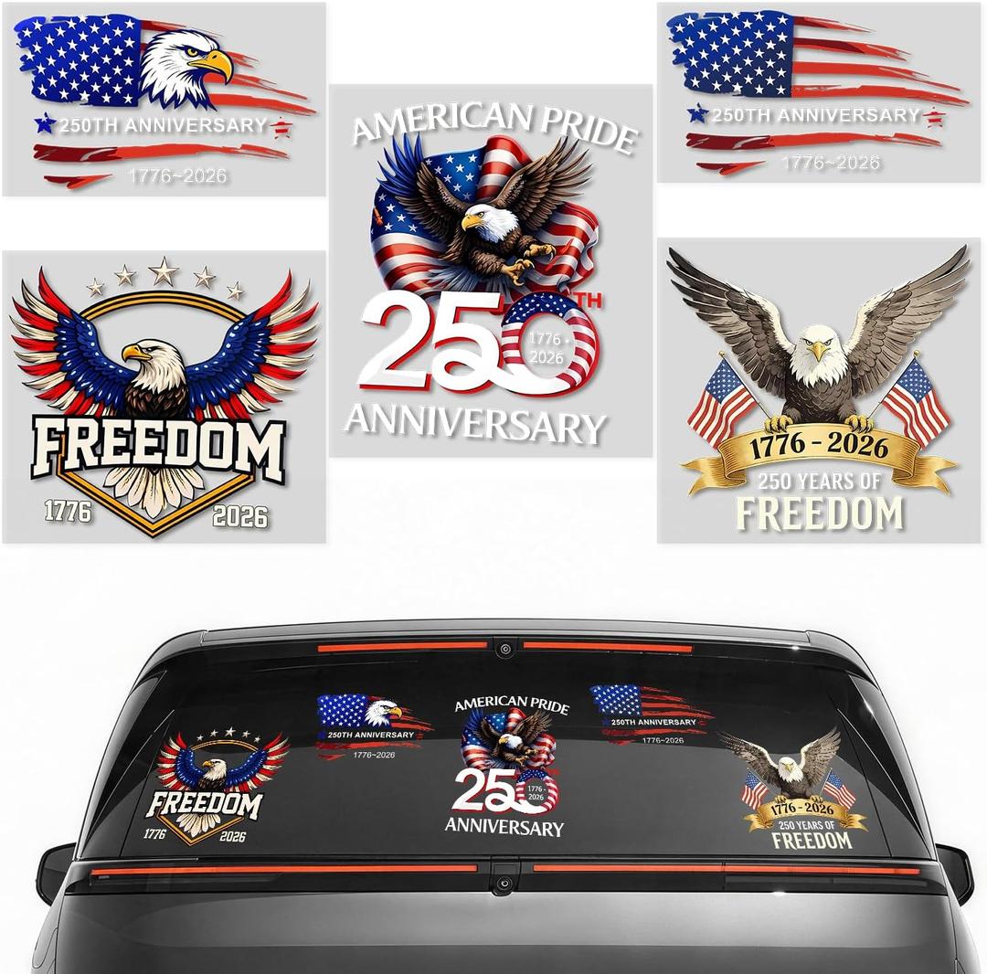 4 x 5Pcs 250th Anniversary USA Car Decal Sticker, USA Patriotic 4th of July 1776–2026 PET for Car, Truck, Window, Laptop, 250 Years American Independence Bumper Stickers (7.9 inches)