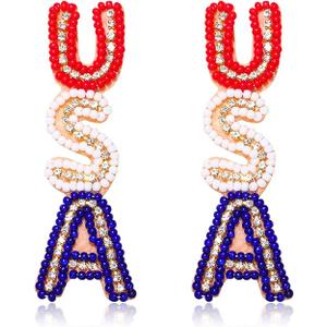 American Flag Earrings - Red, White & Blue Patriotic Earrings for Women & Girls - Independence Day Accessories