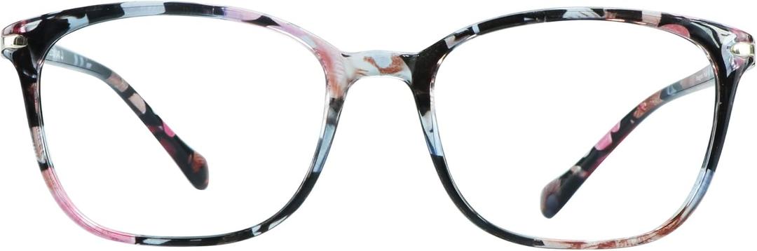 VisionGlobal Blue Light Blocking Glasses for Women, Computer Reading, TV Glasses, Stylish Square Frame(+1.25 Magnification)