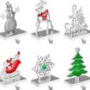 Christmas Stocking Holders for Mantle Weighted Metal Stocking Hangers Hooks for Fireplace Christmas Decorations (Set of 6)