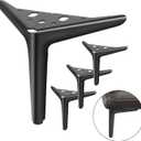 6 inch Furniture Legs, Black Metal Legs for Furniture Set of 4, Modern Triangle Legs for Couch Sofa Dresser Cabinet Chair Table Bed Replacement(Black)