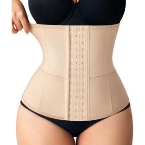 Nebility Waist Trainer for Women Corset Shapewear Tummy Control Body Shaper Girdle Waist Cincher Postpartum Belly Band(Large, Beige)