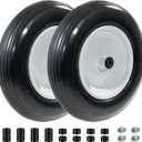 4.80/4.00-8 Flat Free Wheelbarrow Tires - Soild with 3" Centered Hub and 5/8" Extra 3/4" Bearings, 14.5 Wheelbarrow Tire Universal Fit for 4.00-6, 3.50/3.00-8 Tire, Gardon Cart (2 Pack)