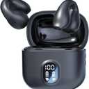 AI Language Translator Earbuds Translate Open Ear Clip On Buds Bluetooth Translation Translating Earbuds Real Time AI Bone Conduction Headphones Language Translation Earpiece Spanish Translator (Black)