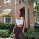 OQQ Women Wide Leg Pants High Waist Casual Pants Fall Clothes Outfits (Large, Darkbrown)