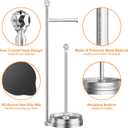 KASUNTO Toilet Paper Holder for Bathroom, Heavy Weighted Metal Free Standing Toilet Paper Holder Stand with Crystal Ball, Toilet Paper Roll Stand for Bathroom Accessories
