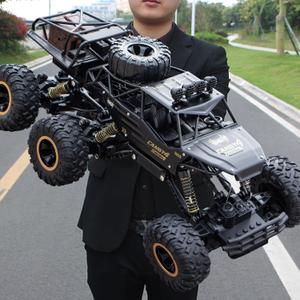 Jiakora Large Size RC Cars, Rock Crawler RC Truck with 2 Rechargeable Batteries, 6 Wheel Remote Control Monster Truck, Durable Metal Body & LED Headlights, Boy Toys for 4-7, 8-12 Kids & Adults