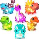 Tub Works Dinos Dinosaur Light Up Bath Toys, 6 Pack | Water-Activated Light Up Toys Flash & Change Color | Easy-Grip Baby & Toddler Bath Toys | Sensory Bath Lights Watertight Bathtub Toys