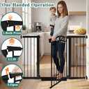 Fairy Baby 62.6"-65.3" Extra Wide Baby Gate with Door, 63 64 65 Inches Walk THR Baby Gates for Stairs Pressure Mounted no Drill, Indoor Tension Metal Child Pet Dog Safety Gate for Kids, Black