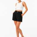 Women's Denim Shorts Elastic Waistband Wide Leg High Waisted Summer Baggy Jean Mom Shorts (Black)