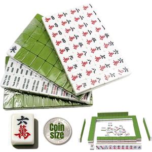 Mini Chinese Mahjong Set - 144pcs Traditional Travel Game with Case, Portable Small Mahjong for Beginners - Travel Mahjong Set (0.94 × 0.67 × 0.47)