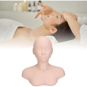 Esthetics Mannequin Head with Shoulders, Cosmetology Mannequin Head with Acupuncture Points, Soft PVC Mannequin Head for Facials Massage, Wigs Hat Display, Makeup Practice