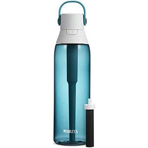 Brita Hard-Sided Plastic Premium Filtering Water Bottle, BPA-Free, Reusable, Replaces 300 Plastic Water Bottles, Filter Lasts 2 Months or 40 Gallons, Includes 1 Filter, Sea Glass - 26 oz.