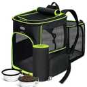 BAGLHER Expandable Cat Carrier Backpacks, Retractable Pet Carrier Backpack for Small Dogs & Cats with Breathable Mesh, Travel Bag Up to 18 Lbs for Hiking Camping Outdoor - Green