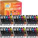 Smart Gadget Compatible Ink Cartridge Replacement for Canon PGI220 PGI-220 CLI221 CLI-221 to use with MX870 MX860 MP620 MP560 MP980 (6 Large Black,6 Small Black,6 Cyan,6 Magenta,6 Yellow) 30 Pack