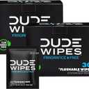 DUDE Wipes - On-The-Go Flushable Wipes - 2 Pack, 60 Wipes - Unscented Extra-Large Individually Wrapped Adult Wet Wipes - Vitamin E & Aloe - Septic and Sewer Safe