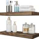 Floating Shelves 2 inch Thick for Wall Set of 2,24 inch High-End Solid Wood Floating Shelves,Rustic Walnut Wall Shelves for Bathroom Bedroom Kitchen, with Sturdy Hidden Bracket,Walnut Finish