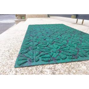 Embossed Doormat Anti Slip Outdoor Carpet, Multi Color Welcome mat, Size 43  73cm, PVC Bottom Surface (Green)