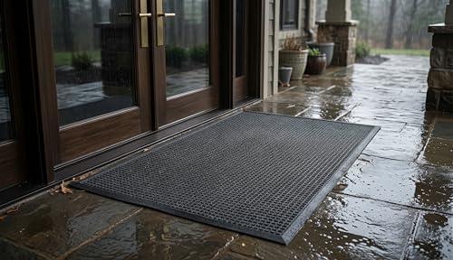 Ecomills Rubber Doormat, Extra Large, 36" x 60", Charcoal, XL, Absorbent Indoor Outdoor, Stain Resistant, Rubber Non Slip Backing, Heavy Duty, Durable
