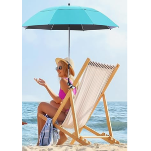 Nuanchu  49" Double Canopy Beach Umbrellas with Clamp Upf50+ Beach Chair Umbrella with Clip 360 ° Adjustable Portable Outdoor Wheelchair Patio Golf Carts Camping Stroller Fishing
